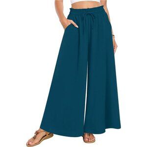 Women's Wide Leg Palazzo Pants High Waist Grey Blue